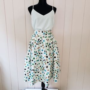 Vintage Pleated Skirt w/ Polka Dots